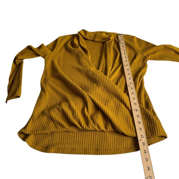 Anthropologie Akemi and Kin Woodruff Waffle Knit Wrap Mustard Long Sleeve Sz‎ XS - Picture 7 of 11